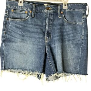 Madewell Blue Jean Shorts with Distressed Cut-Off Hem